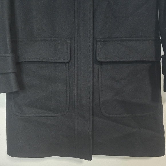 J. Crew Wool Cashmere by Nello Gori Long Coat in Black Neutral Lux Winter hood - Picture 7 of 14